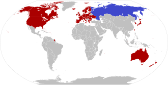 Russia Countries on Russia's "unfriendly countries and territories list"The list includes Russia's geopolitical rivals—member states of the European Union and NATO and their allies—that have imposed sanctions against it for its invasion of Ukraine.