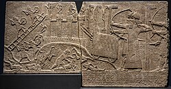 Relief from Tiglath-Pileser's palace in Nimrud depicting the Assyrians besieging a town