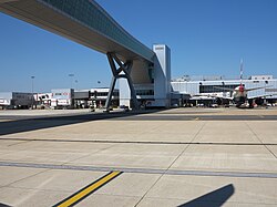 The bridge connecting the North Terminal to its apron pier