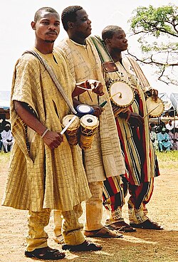 Yoruba drummers at celebration in Ojumo Oro, Kwara State, Nigeria