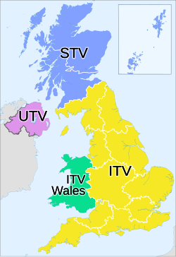On-air branding of the ITV network regions 2013–2022. Since then, ITV has rebranded as ITV1.