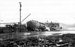 USS Nestor, washed ashore in Okinawa’s Nakagusuku Bay