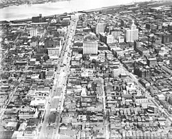 Aerial view of Canal Street in the Central Business District, 1922