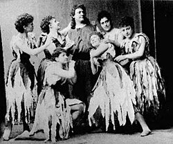 Hermann Winkelmann as Parsifal with flowermaidens, 1882