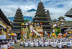 Puja at Pura Besakih, one of the most significant Balinese Hinduism temples