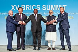 Ramaphosa and other BRICS leaders during the 15th BRICS Summit in Johannesburg, August 2023