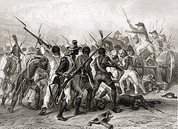 1839 illustration of the 1802 Battle of Crête-à-Pierrot
