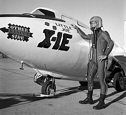 The X-1E, christened Little Joe, with pilot Joe Walker
