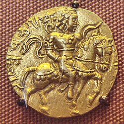 Coin of Chandragupta II or Vikramaditya, one of the most powerful emperors of the Gupta empire during times referred to as the Golden Age of India