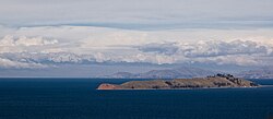 Isla de la Luna in Bolivia, with the Cordillera Real in the background