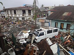 Destruction in Basey, Samar after the typhoon passed over the town