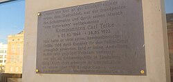 Plaque commemorating Carl Teike in Potsdam, Germany