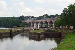 The canal's terminus in New Brunswick, New Jersey