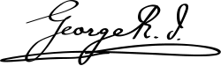 George V's signature with the initials R I (Rex Imperator)