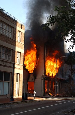 A fire raging in a downtown business at 329 Tchoupitoulas Street on the morning of September 2