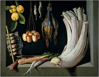 Juan Sánchez Cotán, Still Life with Game Fowl, Vegetables and Fruits (1602), Museo del Prado, Madrid