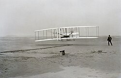 The Wright Flyer's first flight on 17 December 1903