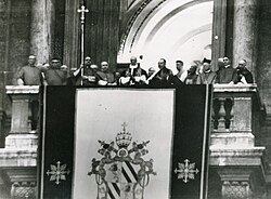 Pope Pius XII appears on the central loggia after his election on 2 March 1939.