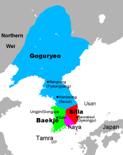 The Three Kingdoms of Korea, at the end of the 5th century