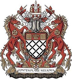 The coat of arms of David Johnston, former Governor General of Canada and Chancellor and Principal Companion of the Order of Canada, displaying the order's motto and insignia