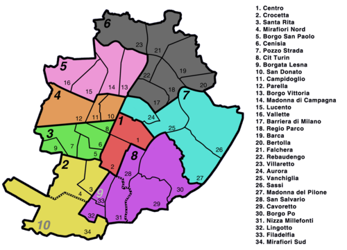 Administrative map of Turin