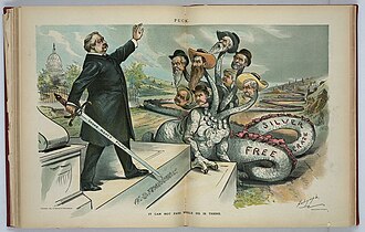 Caricature of Cleveland as anti-silver