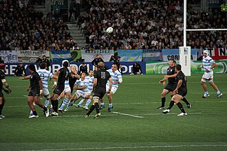 Argentina facing England at the 2011 Rugby World Cup