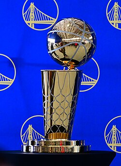 The Larry O'Brien Championship Trophy is awarded annually to the winning team of the NBA Finals, the league's championship series that concludes the playoffs.