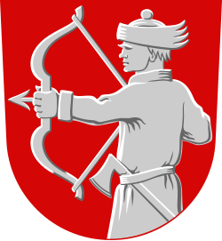 An archery in the coat of arms of Lieksa,[36] based on the 1669 seal of the old town of Brahea.[37]
