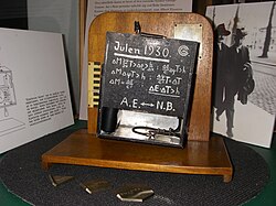 George Gamow's make-believe experimental apparatus for validating the thought experiment at the Niels Bohr Institute in Copenhagen