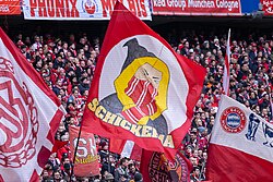 A part of the "Südkurve" – the usual spot of the ultra-scene at Allianz Arena