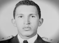 Chávez as a student in the military academy