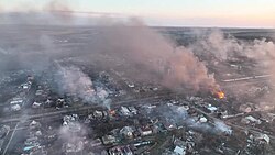 View of western Bakhmut during the battle, 5 April 2023