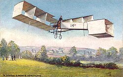 Santos-Dumont's self-propelled 14-bis on an old postcard