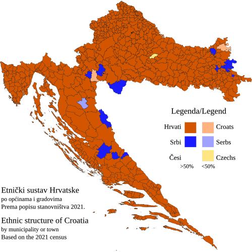 Ethnic structure of Croatia in 2021.