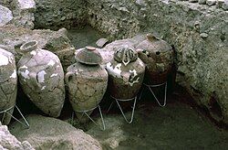 Jars excavated at Tell Abu Hawam