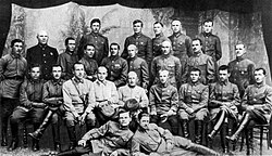 Graduates of the Leningrad Higher Cavalry School (1924/25). Standing in the third row (right to left): 1. Zhukov, 5. Rokossovsky.