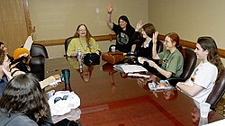 Writer Pamela Dean reading at the Minneapolis convention known as Minicon in 2006