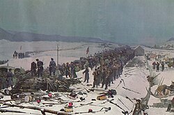 The French Army of the East is disarmed at the Swiss border in the monumental 1881 depiction.