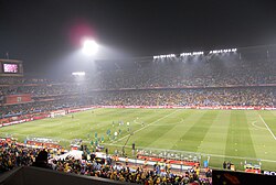 South Africa hosting the 2010 FIFA World Cup against Uruguay