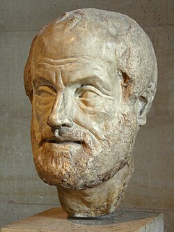 Portrait bust of Aristotle, an Imperial Roman (1st or 2nd century AD) copy of a lost bronze sculpture made by Lysippos