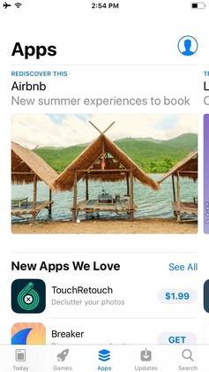 The "Apps" tab in the App Store on an iPhone 7 Plus