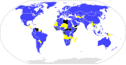 A map of ISO members as of November 2020: ISO member countries with a national standards body and ISO voting rights Correspondent members (countries without a national standards body) Subscriber members (countries with small economies) Other places with an ISO 3166-1 code who are not members of ISO