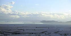 Patchwork of very large fish pens in Laguna de Bay, Philippines