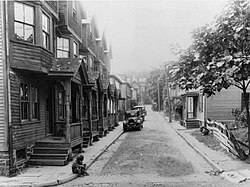 Baker's Alley looking south toward Nassau Street c. 1925, a historic African-American neighborhood displaced by Palmer Square