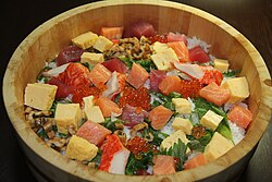 Chirashizushi with raw ingredients