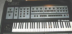 An Oberheim OB-X synthesizer, as used by Geddy Lee on the albums Moving Pictures and Signals