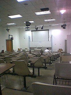 Classroom with TV cameras, for remote teaching