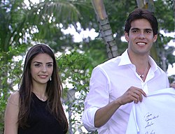 Kaká with then-wife Caroline Celico in 2007