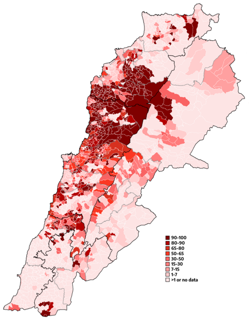 Distribution of Maronites in Lebanon